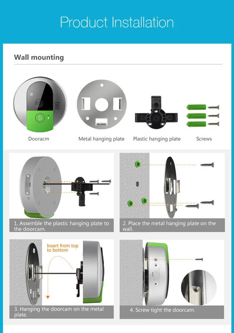 Vstarcam Wi-Fi дверь камеры 720 P Doorcam домашнего аудио-видео глазок двери домофон