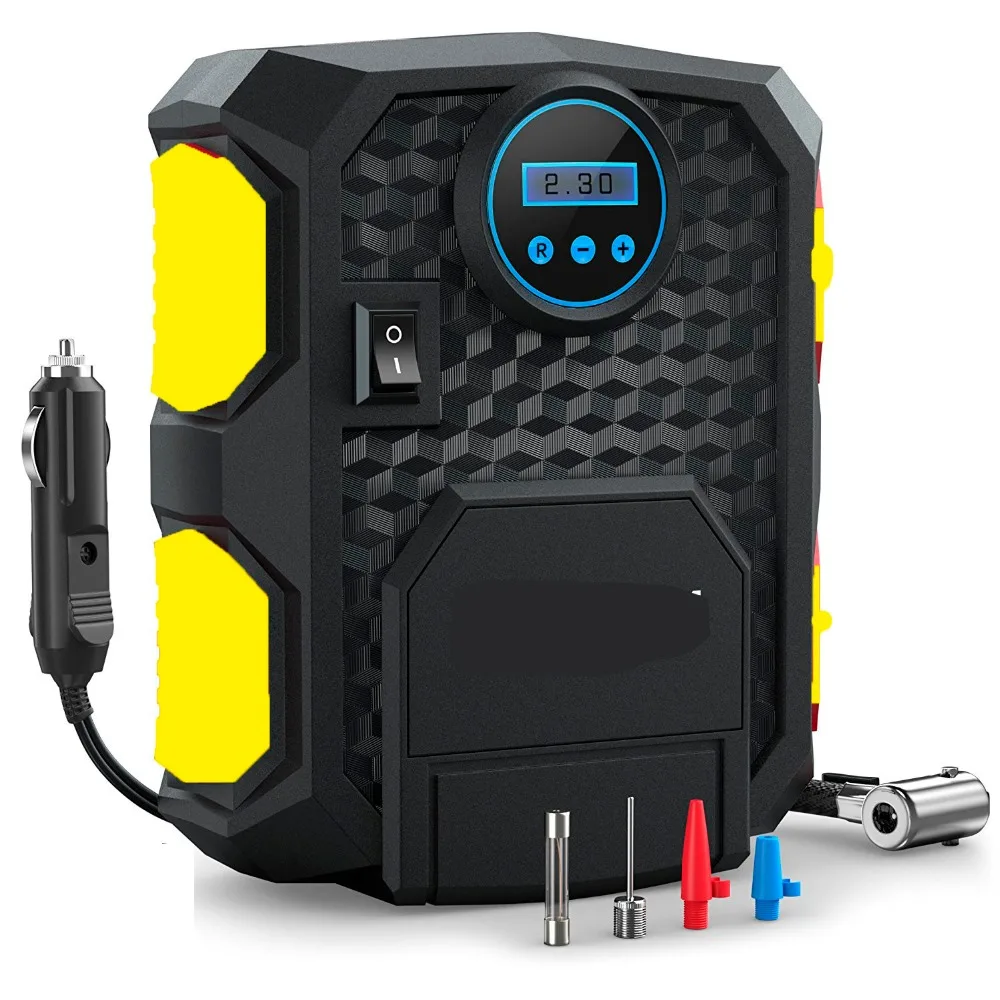 Skup Wstępnie ustawiony wyświetlacz cyfrowy Auto pompa do opon samochodowych 12V elektryczna pompa sprężarki powietrza samochodu oświetlenie led cyfrowe pompa nadmuchiwana
