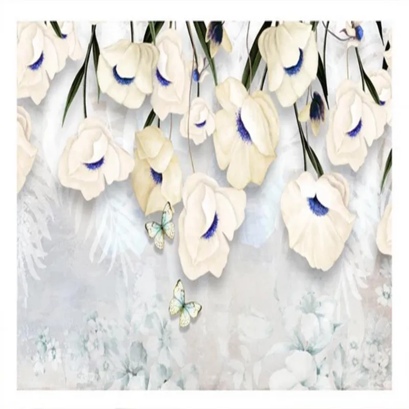 3d wallpaper modern minimalist fresh three-dimensional floral living room TV sofa wall custom photo wallpaper - mural 3d wallpaper modern minimalist fresh three-dimensional floral living room TV sofa wall custom photo wallpaper - mural
