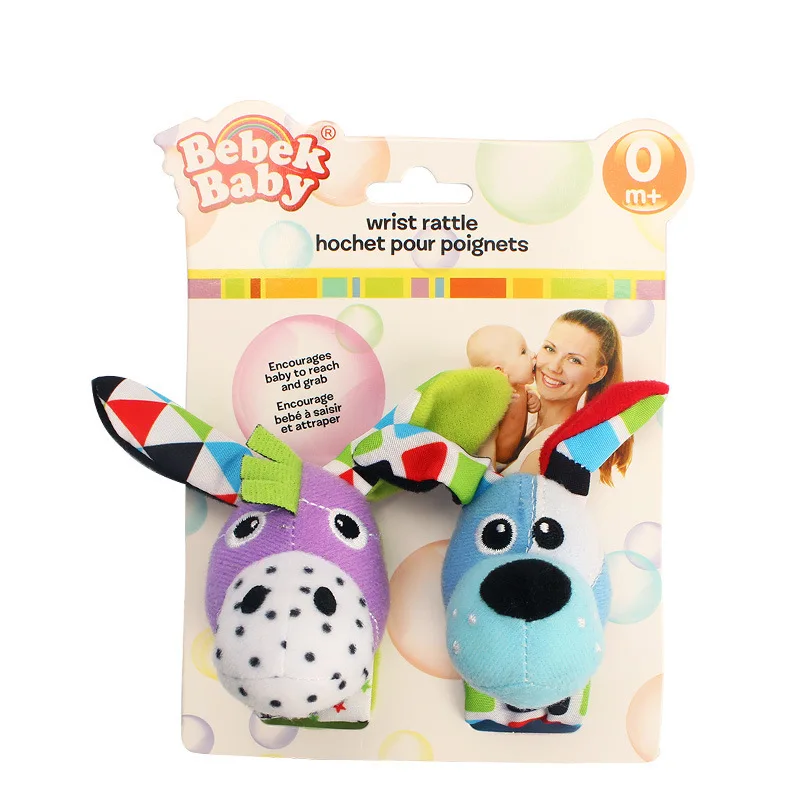 2 pcs pair Wrist Band Rattle Foot Socks Ring Bell colorful Infant Baby Rattle Toy Children 5
