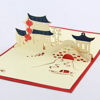 

Cubic life 3D Jiangnan Water Village greeting cards handmade three-dimensional card creative Suzhou special card