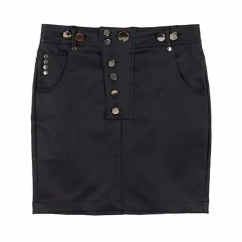 

New early autumn handsome hypotenuse buckle metal decorative all-match slim package hip skirt female