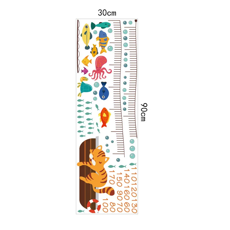 Настенные наклейки для детской комнаты с измерением роста, домашний декор для детской комнаты, настенные наклейки, животные, сердце