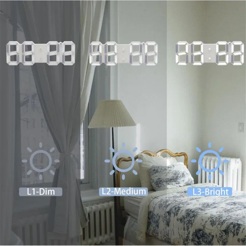 3D led многофункциональные настенные часы Современный цифровой ночник Настенный
