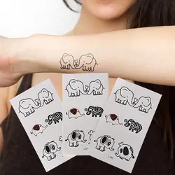 Тела Книги по искусству животного поддельные макияж татуировки Бумага рукавом вставить милый слон Водонепроницаемый Временные