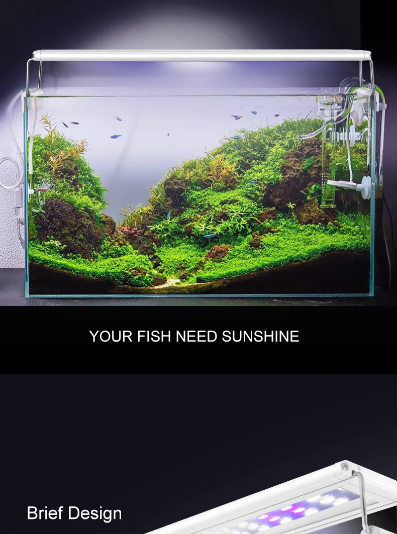 Аквариумный светодиодный светильник 15-57 см, высококачественный светильник для аквариума с выдвижными кронштейнами, белый и синий светодиодный s подходит для аквариума