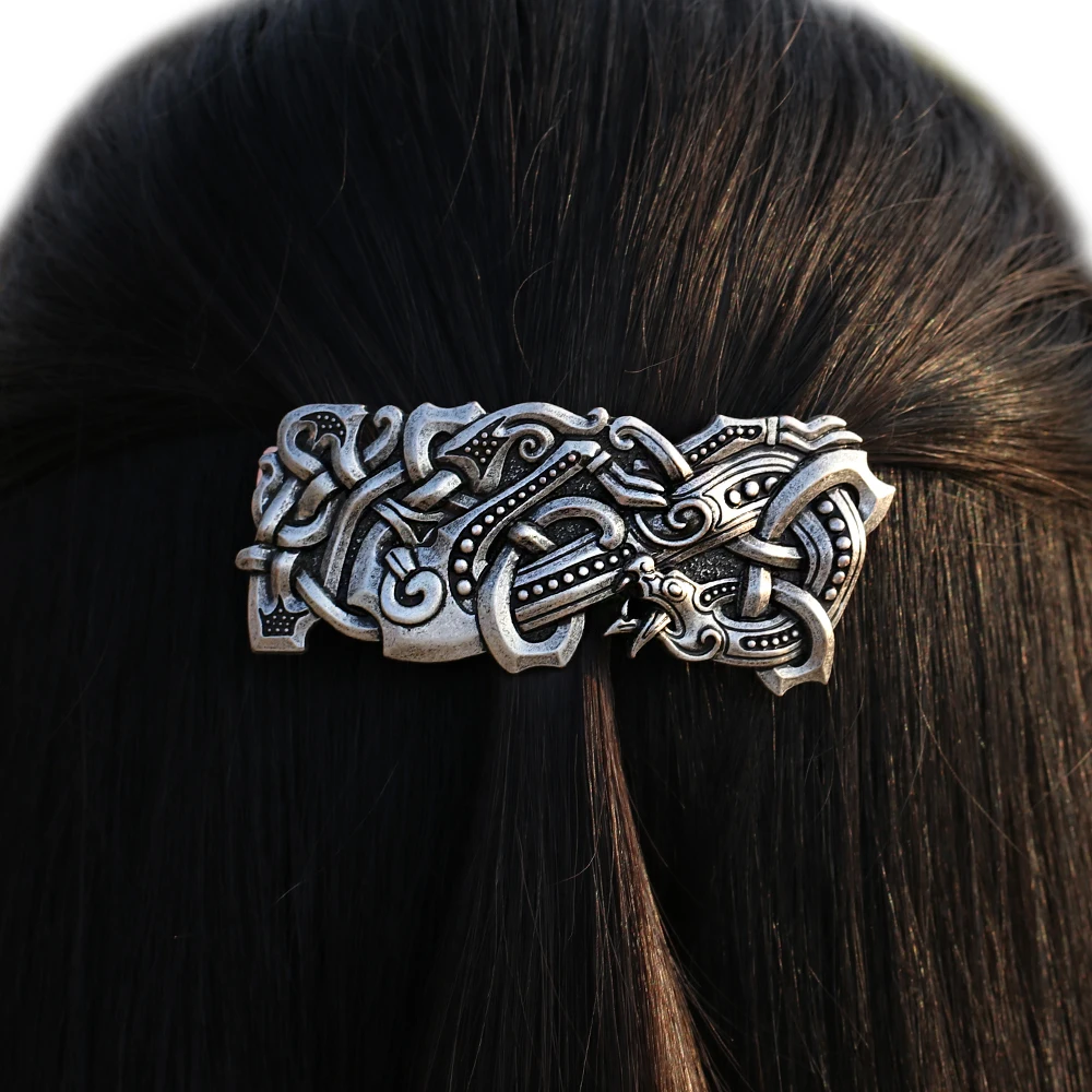 

North Vikings Fenrir Wolf Large Barrette French Hair Clip 2.1 Ounces F-17