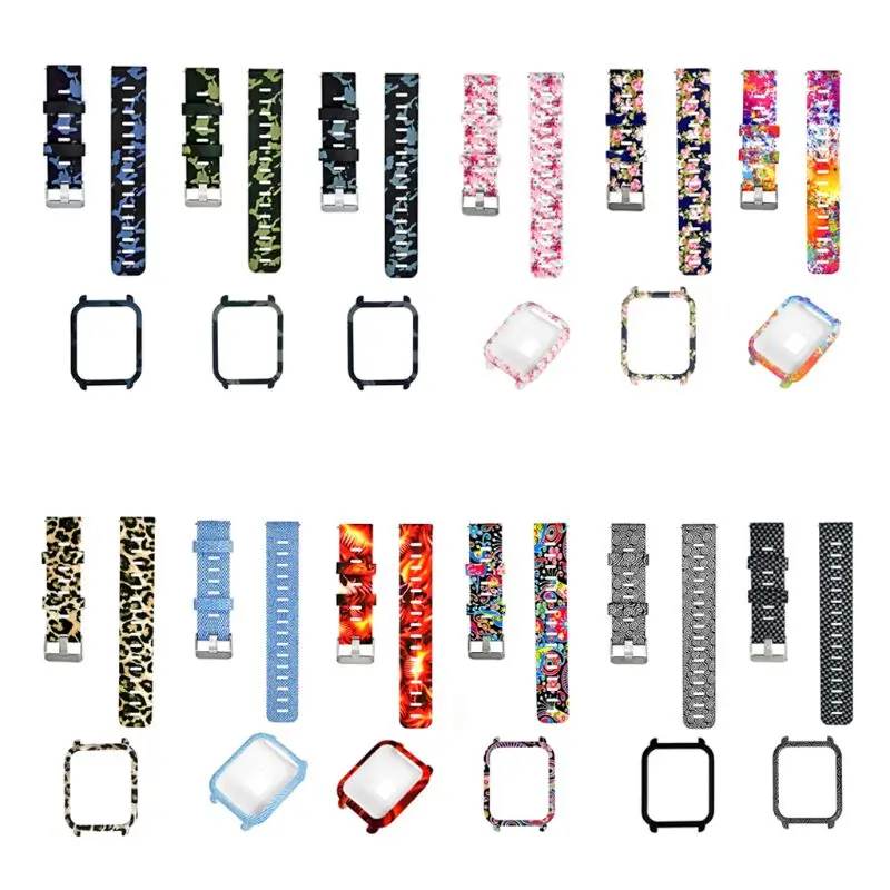 

1Set Soft Silicone Watchband Wrist Strap Hard PC Protective Case Shell Skin Protector for Xiaomi Huami Amazfit Bip Bit Youth Sma