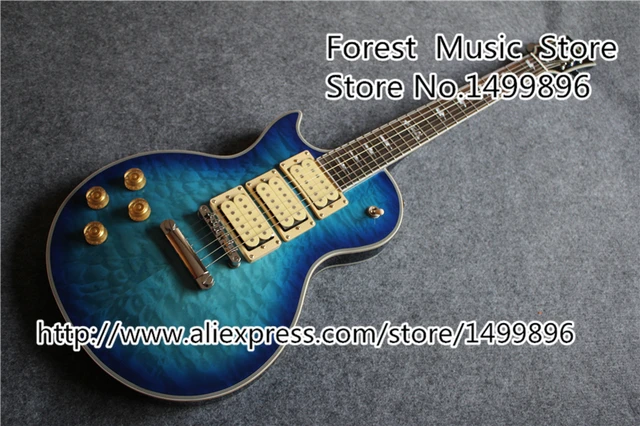 Cheap Hot Selling Vintage Blue Quilted Finish Left Handed Ace Frehley LP Guitars Electric China In Stock