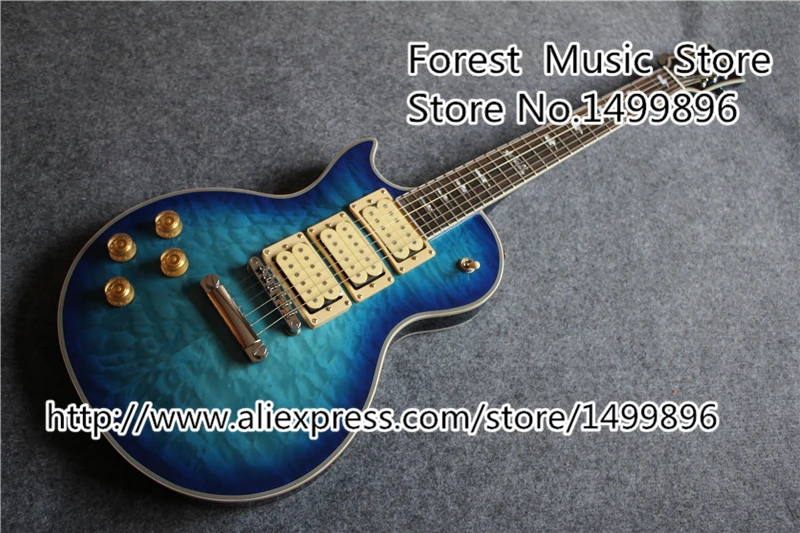 

Hot Selling Vintage Blue Quilted Finish Left Handed Ace Frehley LP Guitars Electric China In Stock