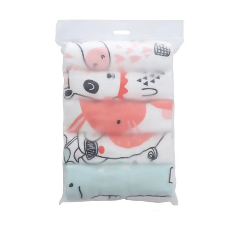  5PCS/LOT Baby Wipes Muslin Cloth Squares Handkerchief Soft Cotton Baby Washcloth Super Cute Kids Fa