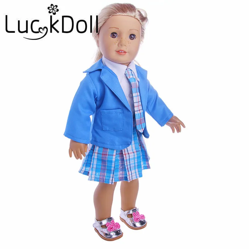 LUCKDOLL 3 стиля кампус стиль Униформа подходит 18 дюймов Американский 43 см детская кукла одежда аксессуары, игрушки для девочек, поколение, день рождения Gif