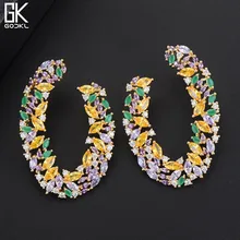GODKI 48 мм Роскошные шпильки геометрической формы серьги для женщин Свадебные Циркон Кристалл CZ Дубай Свадебные серьги букле d'oreille femme