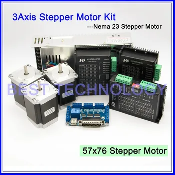 

3Axis CNC controller kit 3PCS Nema23 CNC stepper motor 57x76mm + stepping Motor Driver 4A,42V + power supply + breakout board
