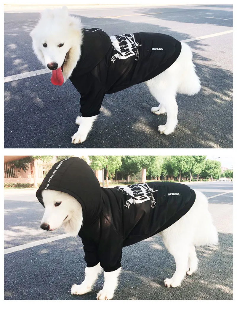 Одежда для больших собак из лабрадора, зимняя черная модная куртка с буквенным принтом для собак, пальто, крутая одежда для больших собак, abrigos perro