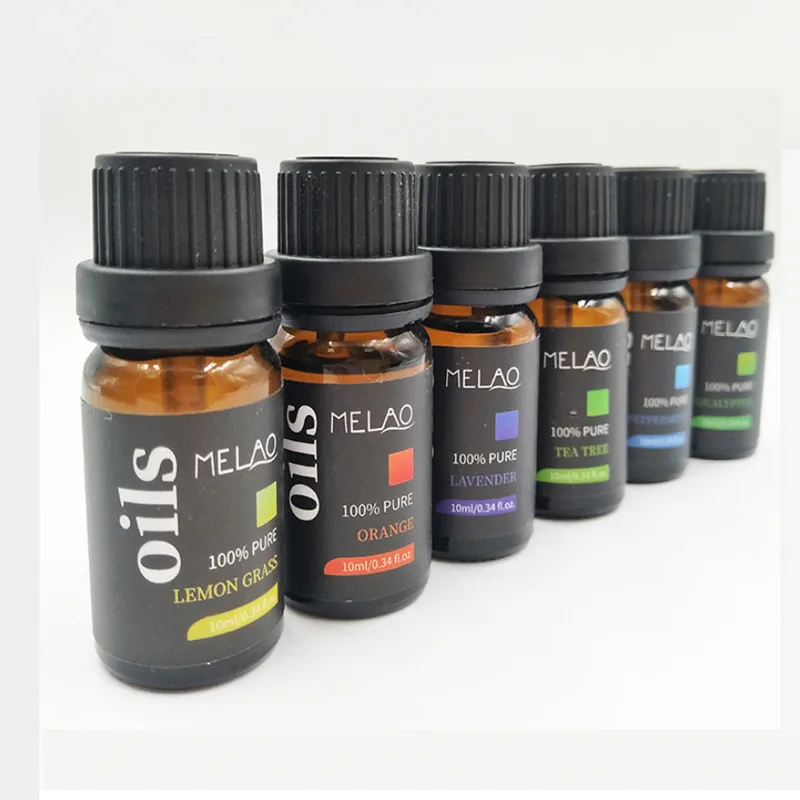 MELAO 10 мл 6pcs-набор чистое эфирное масло эфирные масла для ароматерапии диффузор чайное дерево Эвкалиптовое масло для благовоний горелки
