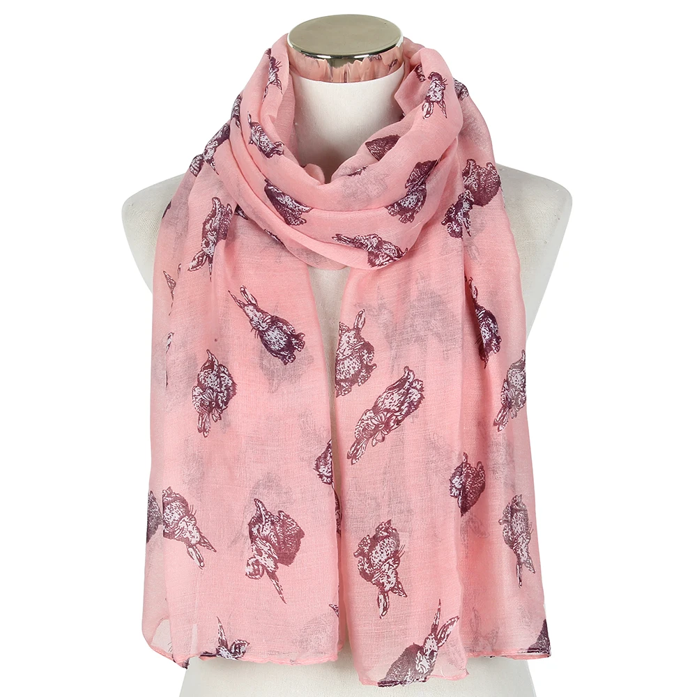 

2018 Newest Cute Rabbit Print Scarf And Shawls Women Female Loop Scarves Wrap Hijab