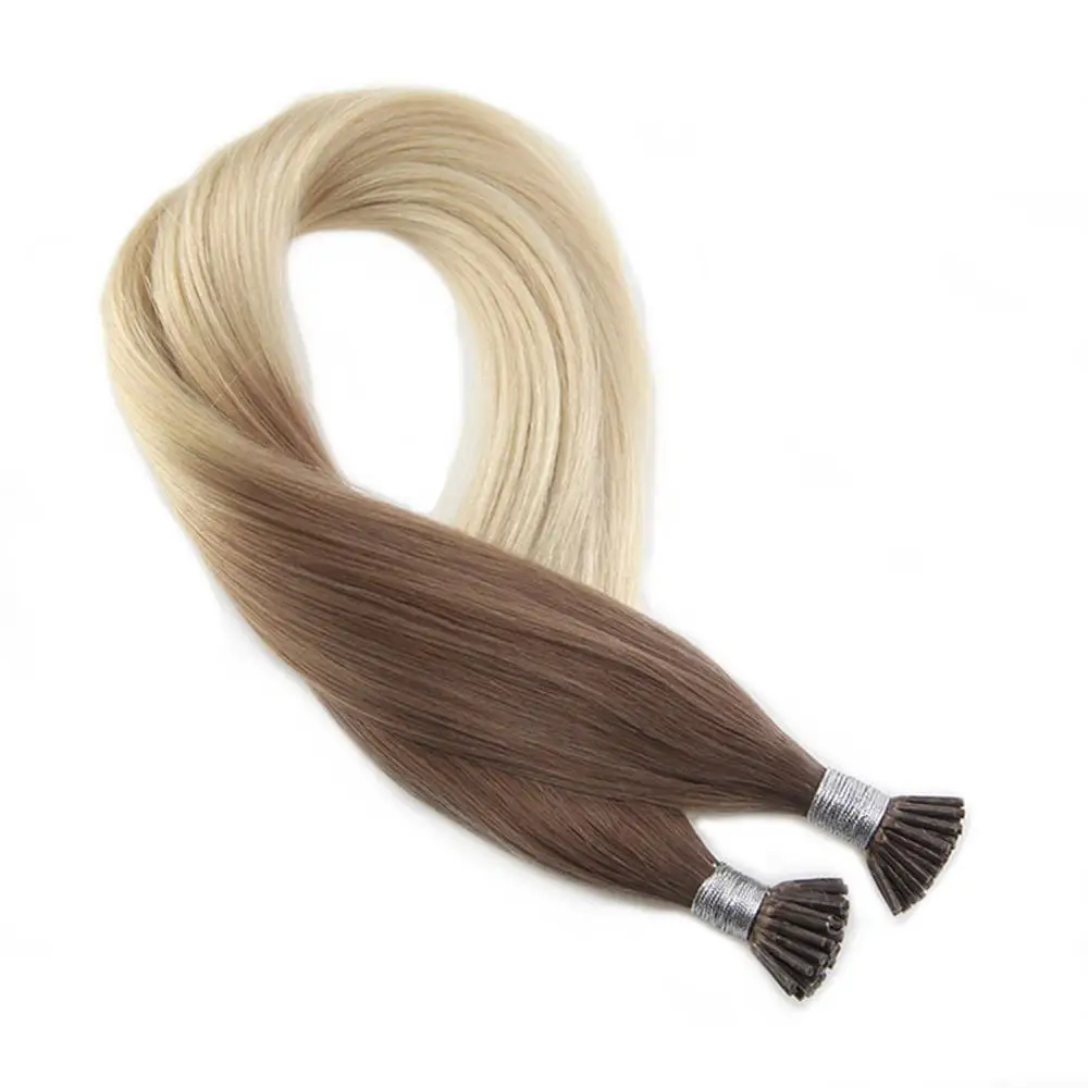 

Moresoo Keratin I-tip Hair Extension Ombre Color T6/613 Real Remy Human Brazilian Hair 50G 50 Strands