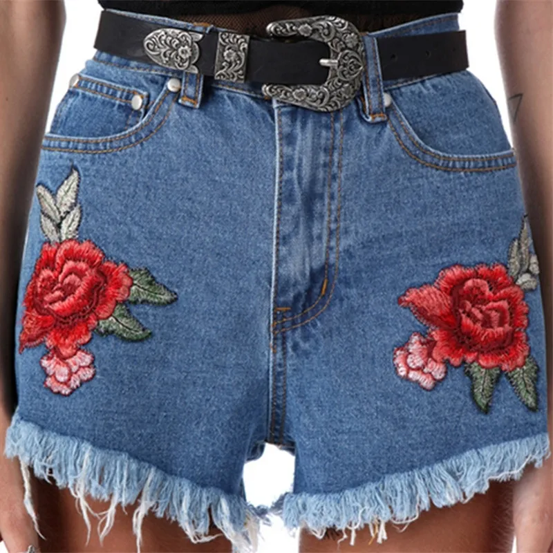 Модные женские джинсы Весна и лето рваные шорты юбки высокая талия джинсовые шорты вышивка цветочный деним M17020305