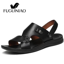 Уличные модные повседневные шлепанцы Мужские пляжные сандалии летние кожаные мужские сандалии-гладиаторы для отдыха zapatos hombre пляжная обувь