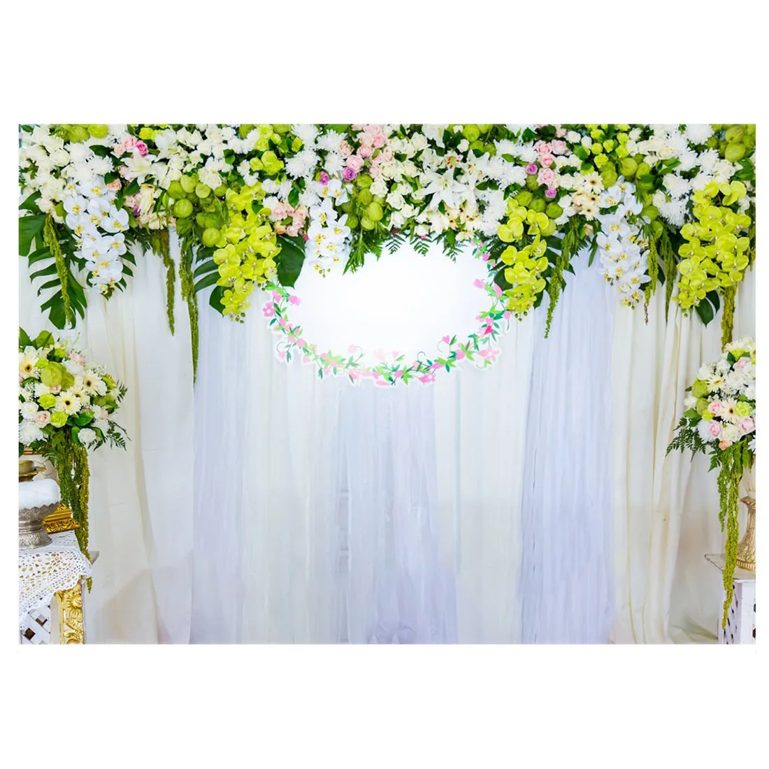 Top Deals 5x3ft White Curtain Backdrop Children Photography Flowers Stage Photo Background Vinyl Cloth | Электроника