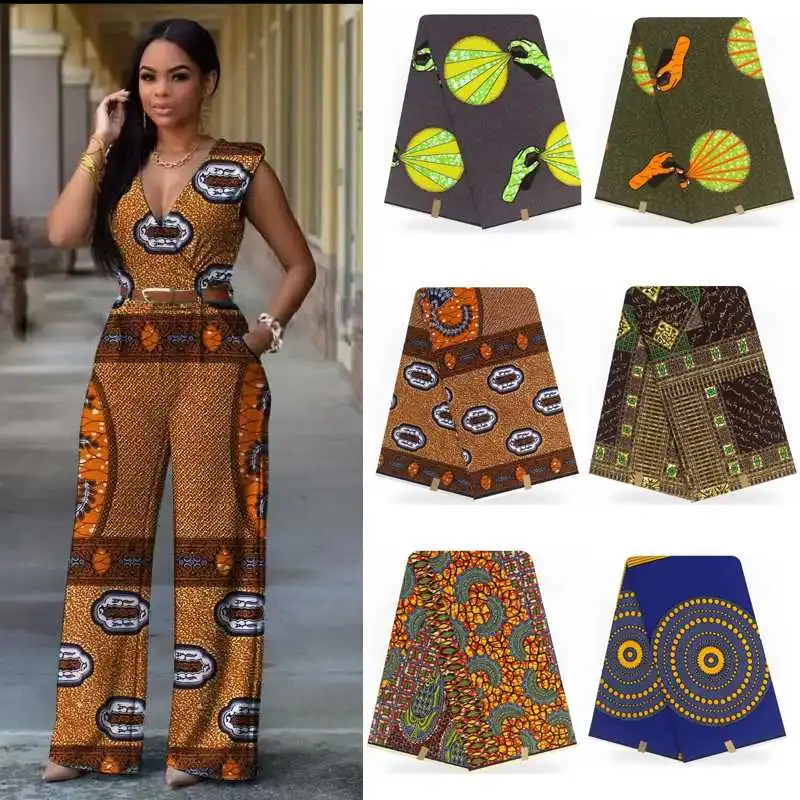 

African dutch block print fabric india 100% cotton african ankara hollandais wax fabric 6yards/lot for women party dress