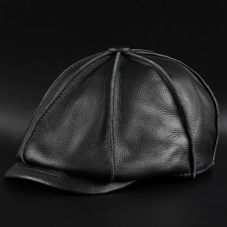 BooLawDee, Модная Кожаная шапка, козырек для мужчин, для отца и мужчины, для отдыха, повседневная, согревающая, зимняя, осенняя, весенняя, одноцветная, M649 - Цвет: V2 size XXL