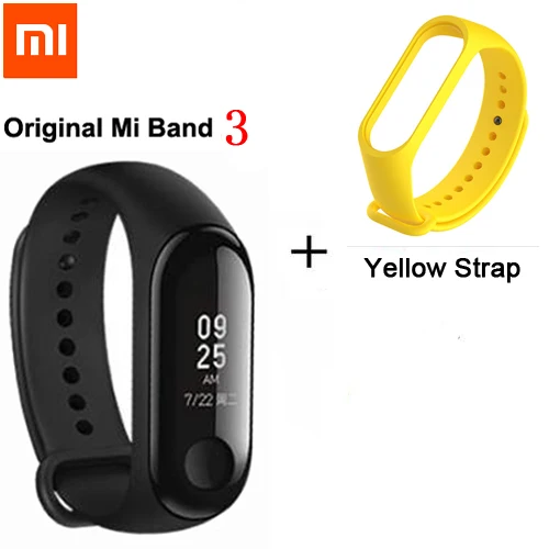 Xiaomi mi Band 2/mi band 3 с oled-дисплеем сенсорной панелью смарт-Пульс фитнес-bluetooth-браслет - Цвет: Add Yellow Strap