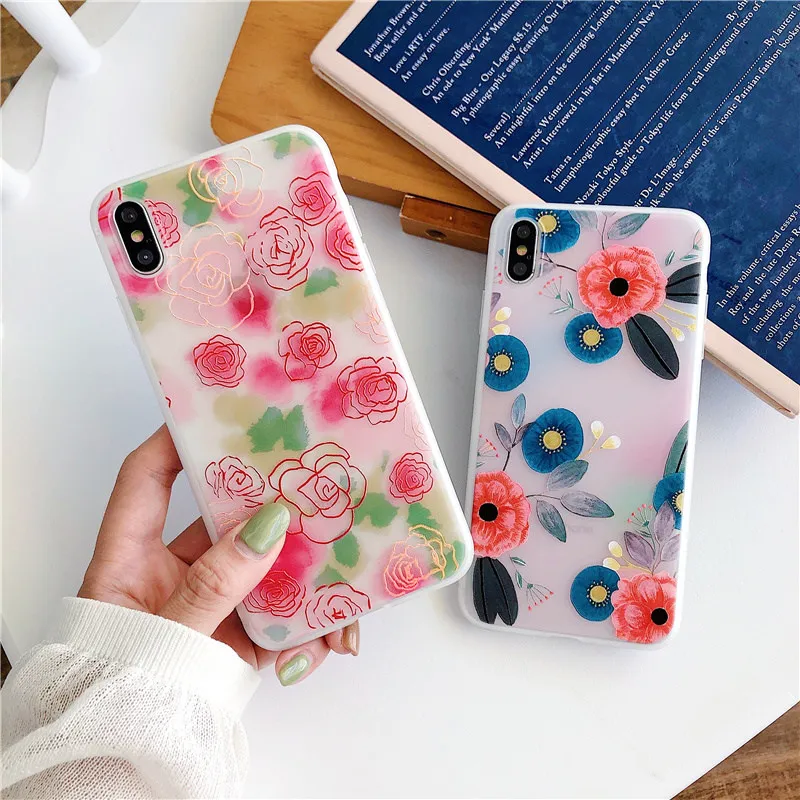 

Pretty red rose camellia flower capa phone case for iphone 6 s 8 7 plus xs max floral relief silicone soft cover for iphone xr x