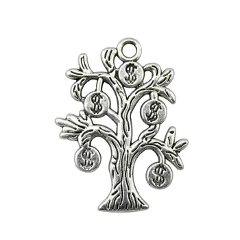 

WYSIWYG 6pcs Charms Money Tree 29x21mm Antique Silver Color Pendants Making DIY Handmade Tibetan Finding Jewelry For Bracelet