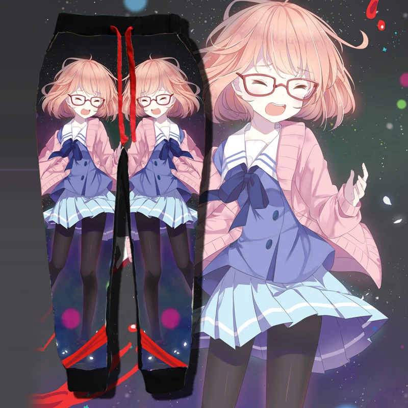 

New Arrival Novelty Men Joggers Pants Kyokai no kanata Cosplay Kuriyama Mirai Pants Harajuku Anime Mens Joggers