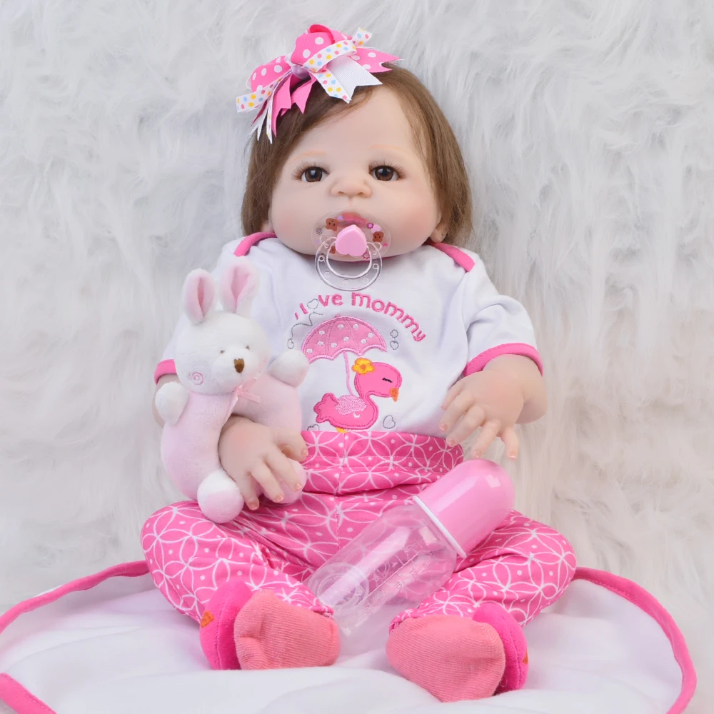 Уникальные 23' 57 см Детские куклы Reborn Baby girl полностью силиконовые реалистичные