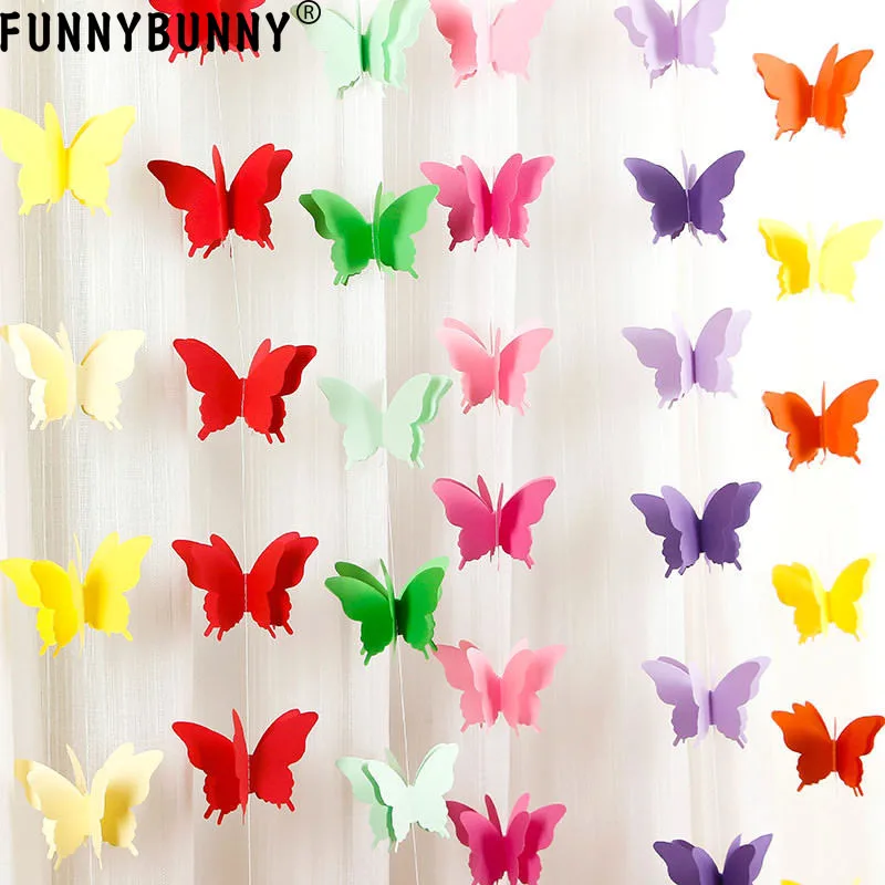 

FUNNYBUNNY Butterfly Wedding Paper Bunting Banner Photo Props Party Hanging Home Decoration