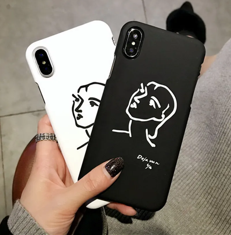 Корейский простой художественный чехол для телефона с иллюстрациями iPhone X