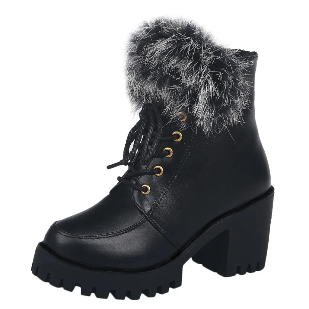 

Xiniu Newest Women Fashion Retro Warm Thick High Heel Ankle Short Boots Round Toe Shoes High Quality botas feminina
