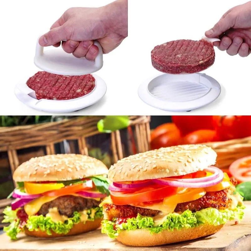 

Creative Hamburger Meat Presser Tool DIY Cutlets Press Mold Food-Grade Plastic Hamburger Patties Maker Kitchen Cooking Gadget