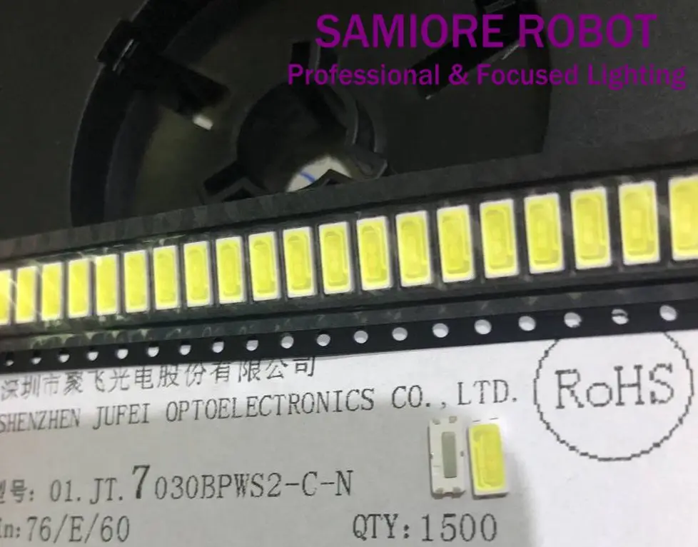 100 шт. для фотоподсветки 1 Вт 7030 6 в приложение холодного белого телевизора smd
