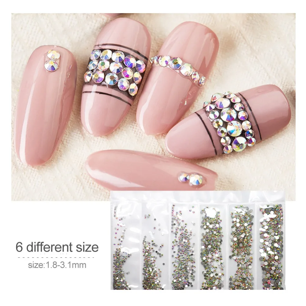 

COSCELIA 6 Size Transparent Rhinestones 1600 Pieces Stress Nail Art Decorations Nails Accessories Rhinestones Nail Crystals