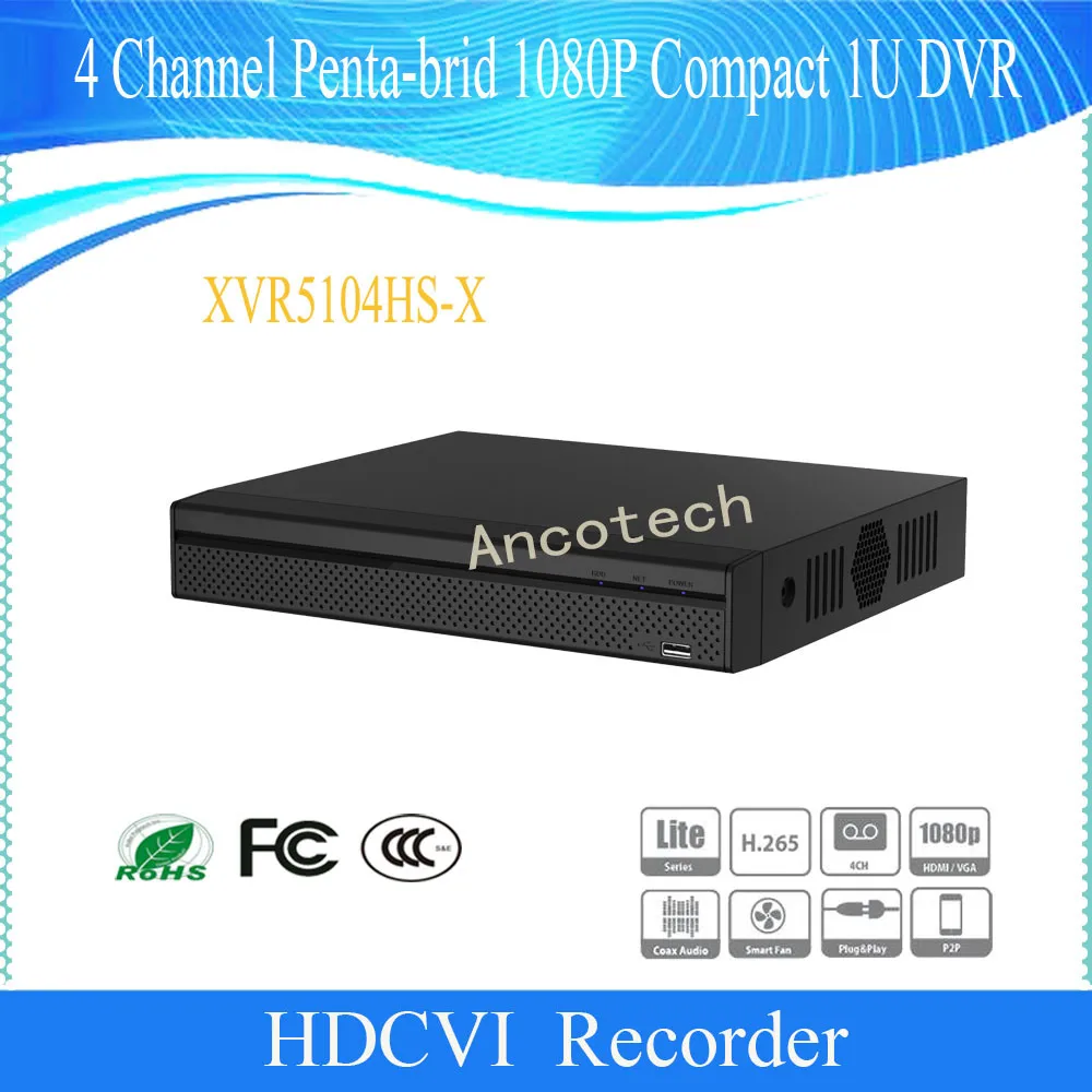 

Dahua Original Security Video Recorder H.265 4Channel Penta-brid 1080P Compact 1U Digital Video Recorder DH-XVR5104HS-X1