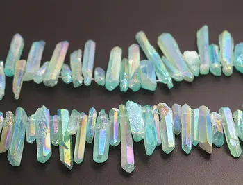 

Electroplated Quartz Crystal Beads,Mystic Coated Titanium Quartz Point Beads,Top Drilled Beads 3-8x12-46mm,15 inch per strand