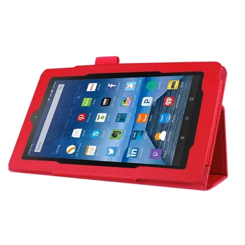 

YOC Folio Flip Leather Magnetic Smart Cover Case Stand For Amazon Fire 7 Red
