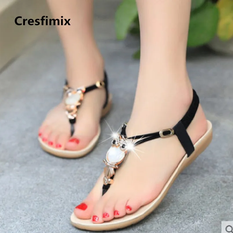 

Cresfimix sandalias de mujer women fashion pu leather sandals lady cute comfortable summer sandals female cool black shoes a328