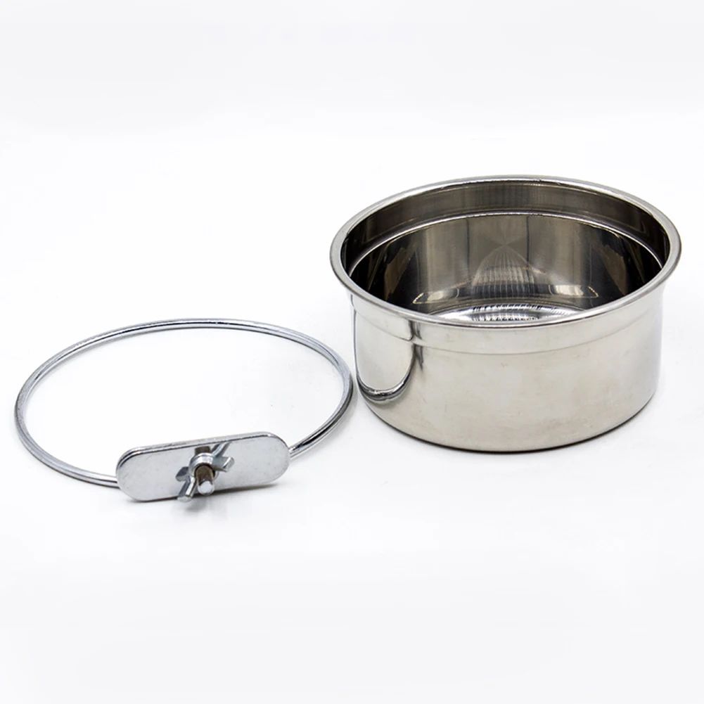 

Stainless Steel Hang on Bowl For Pet Dog Cat Crate Cage Food Water Bowl Animals