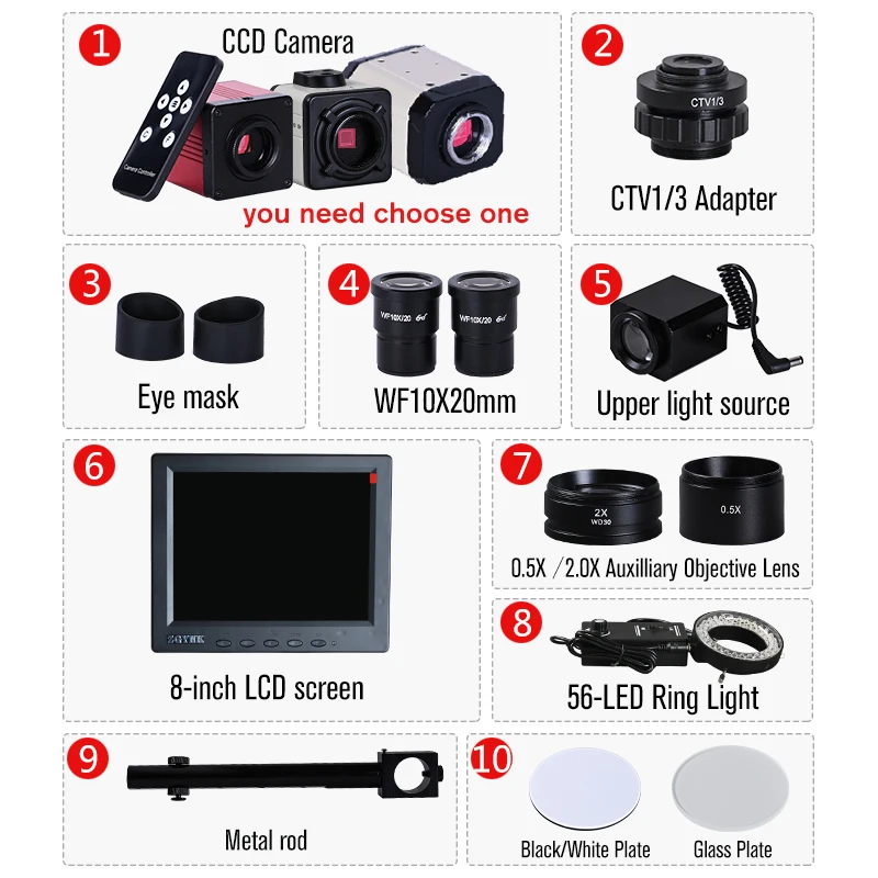 Тринокулярный микроскоп 3 5 дюйма 90x HD + USB HDMI VGA камера 1/3 адаптер 8 дюймовый ЖК