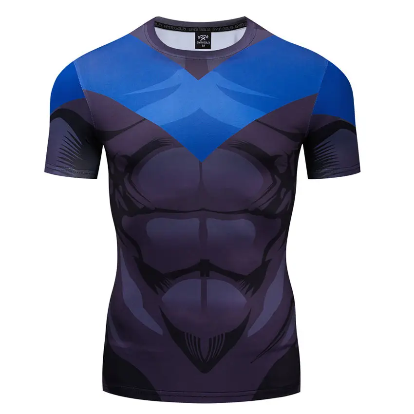 Мужская футболка с коротким рукавом супер герой 3D футболка облегающая стрейчевая мужская футболка мужская Спортивная футболка фитнес-футболки Йога футболка для тренировок 4XL