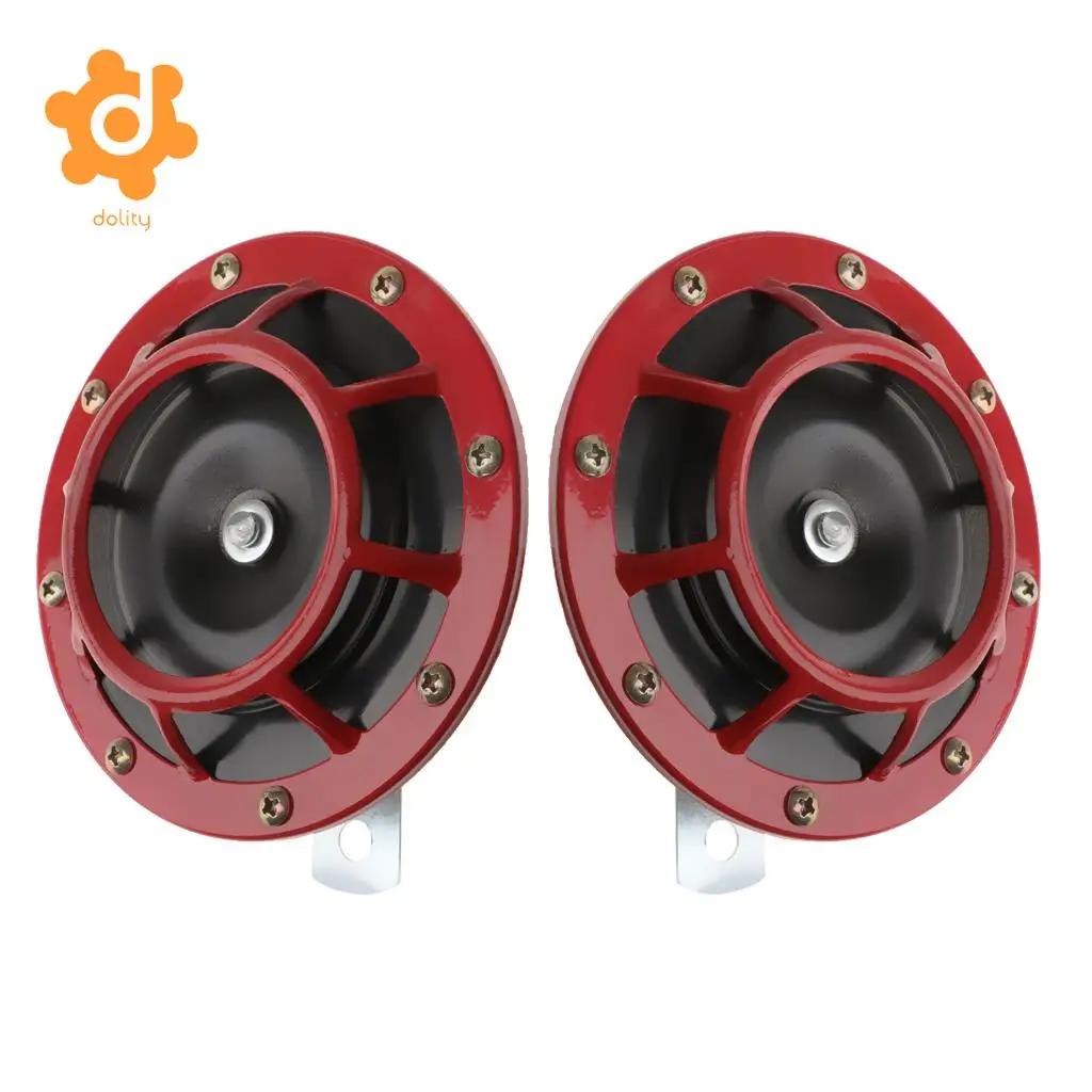 dolity 2 Pieces 12V Auto High Bass Basin Type Loudspeaker Signal Alarm  silver