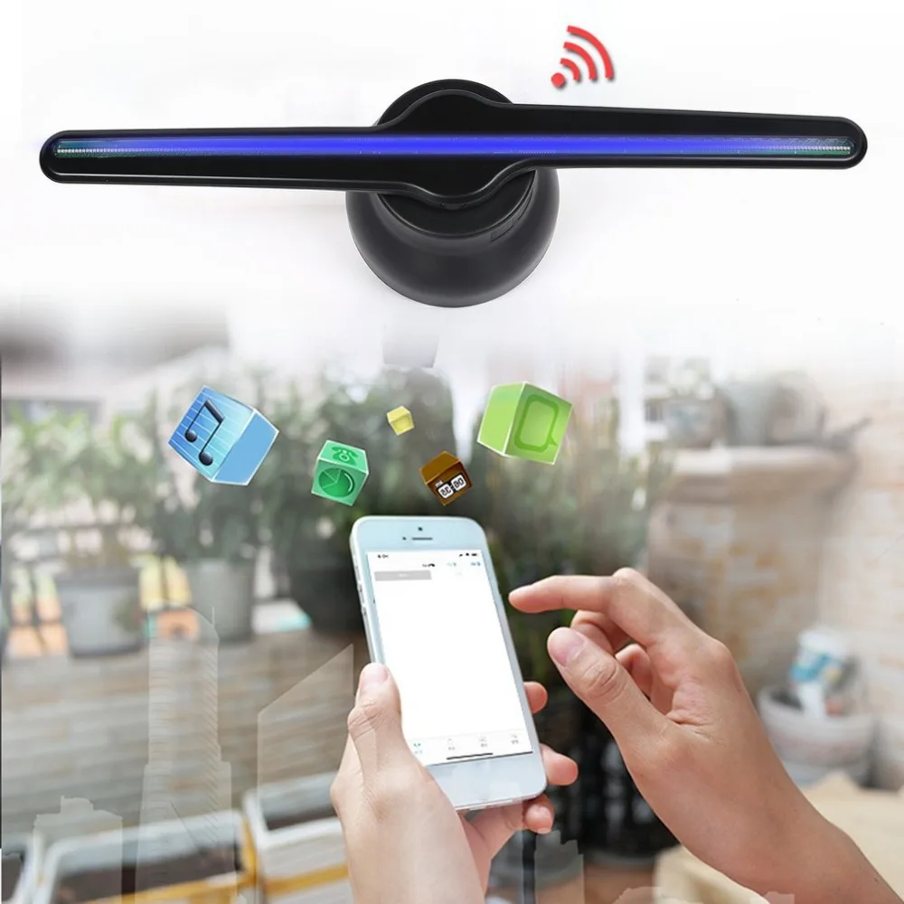 

air conditioning 3D Hologram Advertising Display Led Fan Holographic Imaging Naked Eye Led Fans Advertisement Player EU Plug