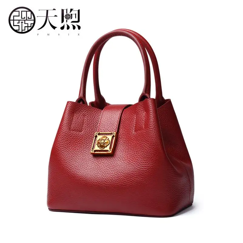 

Tmsix 2018 New women Genuine Leather bags fashion luxury tote handbags designer women bag leather handbags Crossbody bags