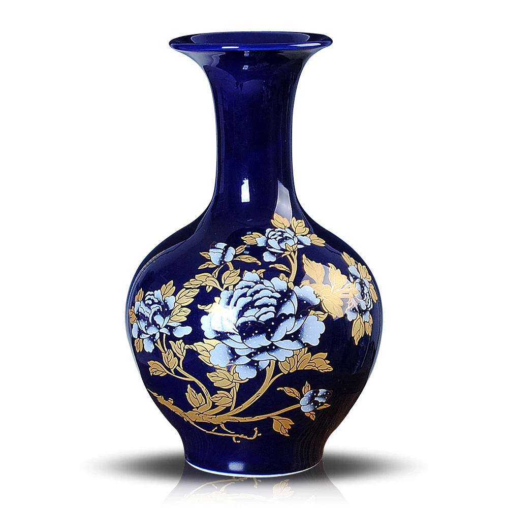 Jingdezhen ceramic vase Pastel Blue Gold Vase with modern fashion Home