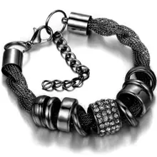 Переплетенные черные металлические браслеты и браслеты Роскошные вечерние ювелирные изделия для свадьбы и Помолвки B151-Black